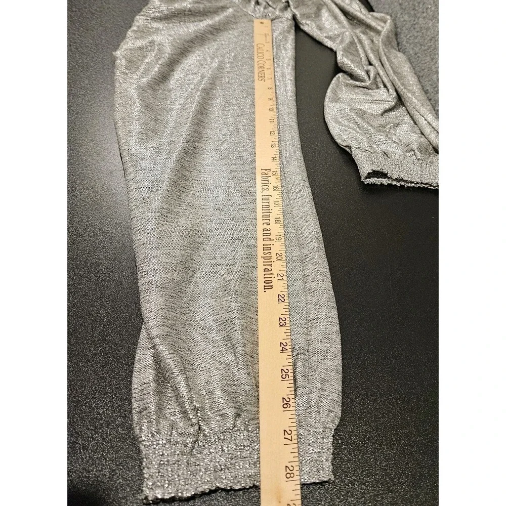 Anthropologie Metallic Silver Jogger Pants‎ Smocked Waist OB1241973 Womens M - Picture 8 of 8